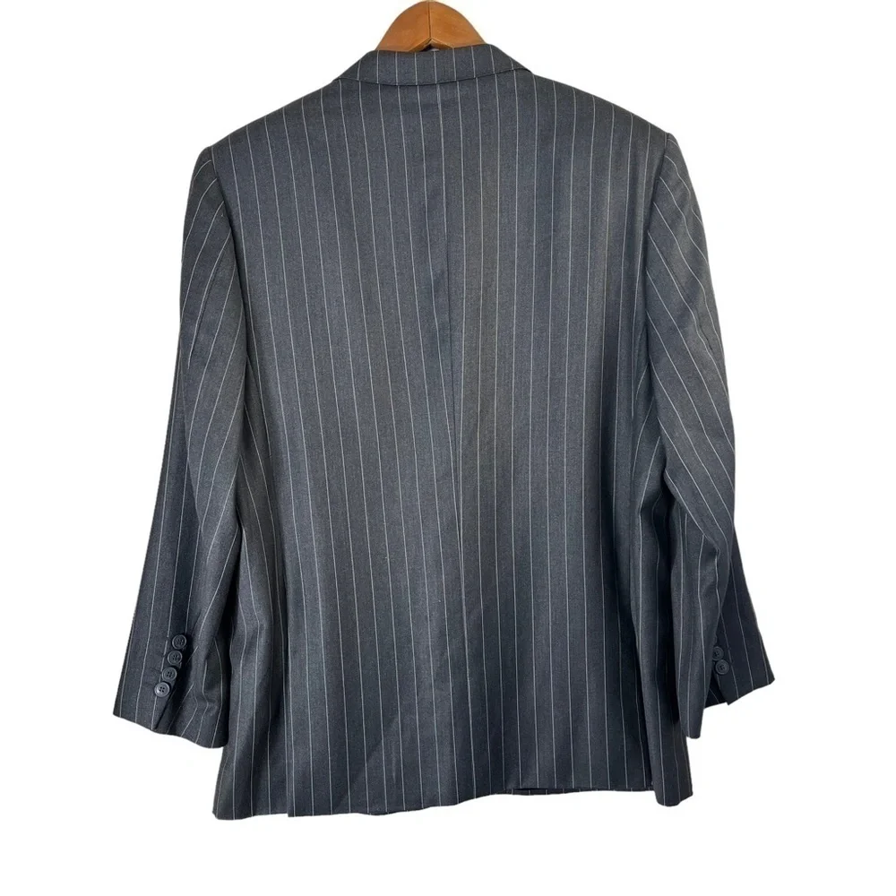 GIANNI VERSACE Vintage 90s Charcoal‎ Pinstripe Spot Coat Blazer